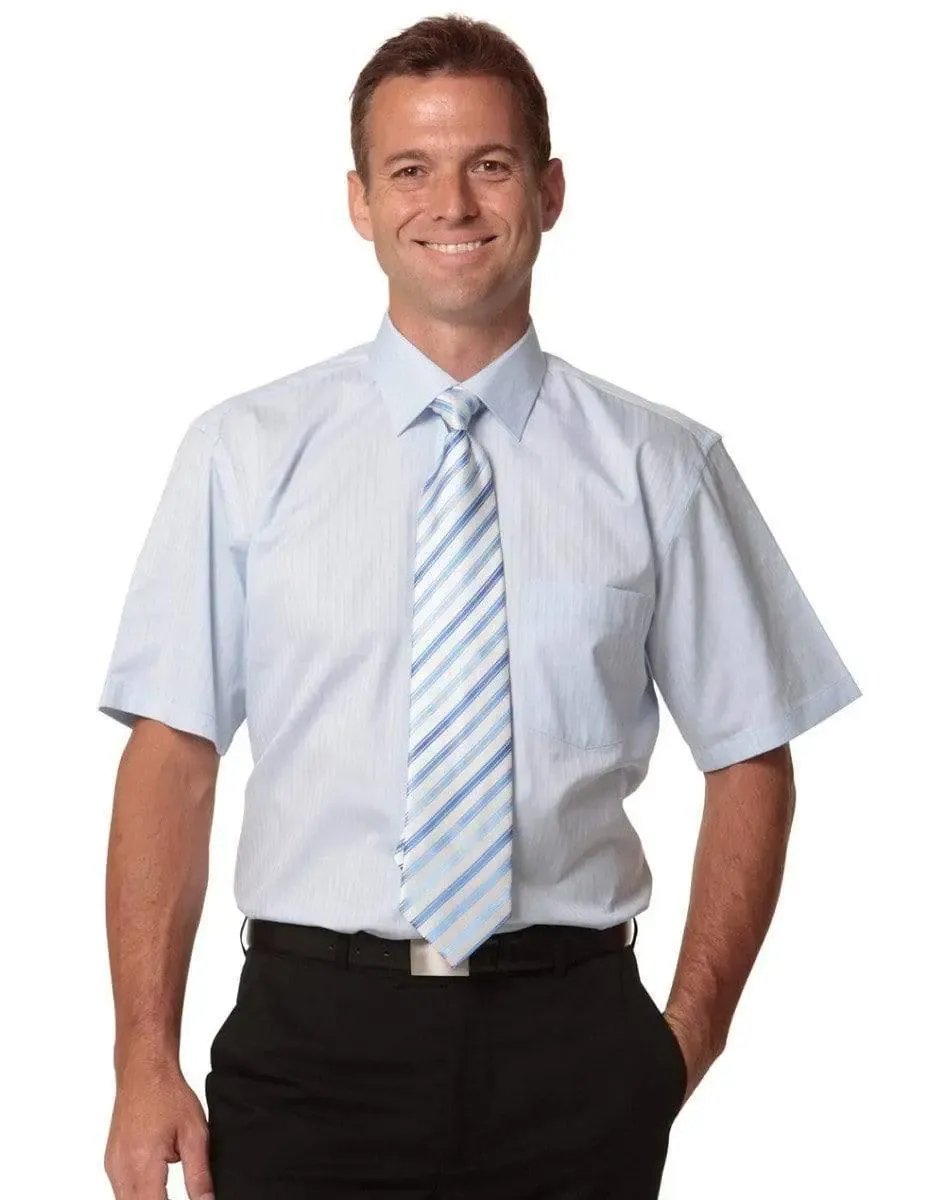 BENCHMARK Men's Self Stripe Short Sleeve Shirt M7100S